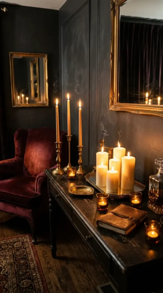20 Vintage Home Aesthetic Glamouratti Moody Apartment 4 4. Candles as the Primary Light Source