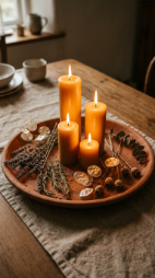 16 Table Candle Decor Earthy Pillar Cluster Clay Tray 4 4. Scatter Dried Botanicals Around the Pillar Cluster