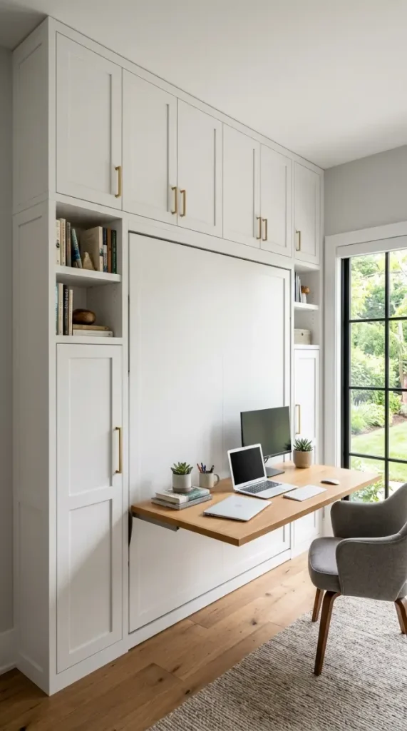 10 Smart Storage Closet Ideas Convertible Murphy Office 4 4. Use the Space Above the Murphy Bed for Overhead Closed Storage