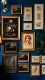 18 Bedroom Aesthetic Dark Moody Maximalist Jewel Tones 5 5. Add a Gallery Wall of Dark Gilt-Framed Art