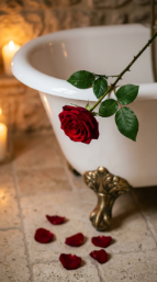 18 Romantic Bathtub Caddy Decor Ideas Rose Petal Candlelight 5 5. Float a Single Long-Stem Rose Across the Foot of the Tub