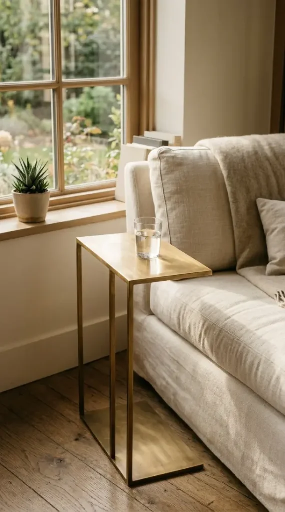 13 Chaise Lounge Reading Nook Cream Linen Window Quiet Luxury 5 5. Slim Brass Side Table With a Single Glass of Water