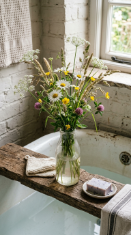 24 Romantic Bathtub Caddy Decor Ideas Garden Cottage Floral 5 5. Wildflower Meadow Gathering — The Unstructured Hedgerow Bouquet