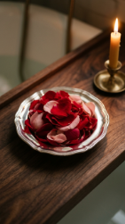 18 Romantic Bathtub Caddy Decor Ideas Rose Petal Candlelight 6 6. Add a Small Silver or Crystal Dish of Reserve Rose Petals on the Caddy