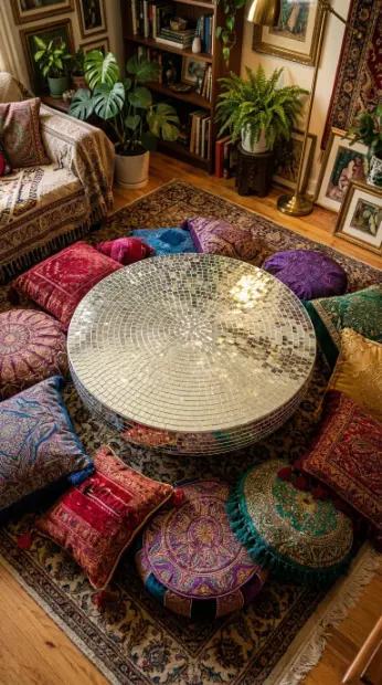 20 Bedazzled Mirror Disco Ball Living Room Maximalist Wall 6 6. Disco Ball Coffee Table With Mirrored Mosaic Surface