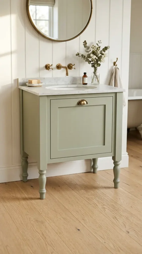 26 Light Wood Flooring for Farmhouse Wire-Brushed Oak Bath 6 6. Wire-Brushed Oak Floor Running Under a Freestanding Vanity