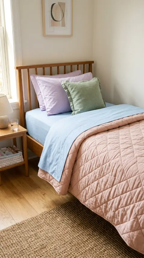 16 Dorm Bedding Ideas Pastel Aesthetic Girls Twin XL 7 7. Baby Blue as the Cooling Counterpoint Pastel