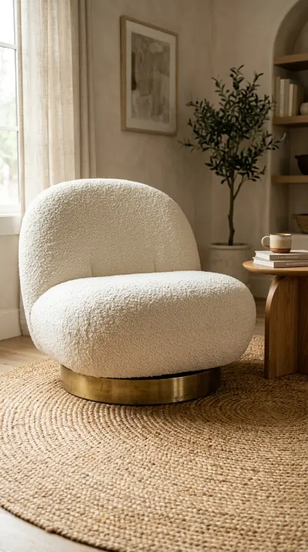13 Comfy Reading Chair Oversized Cream Swivel Plush Living Room 8 8. Cream Chair on a Large Natural Jute Rug