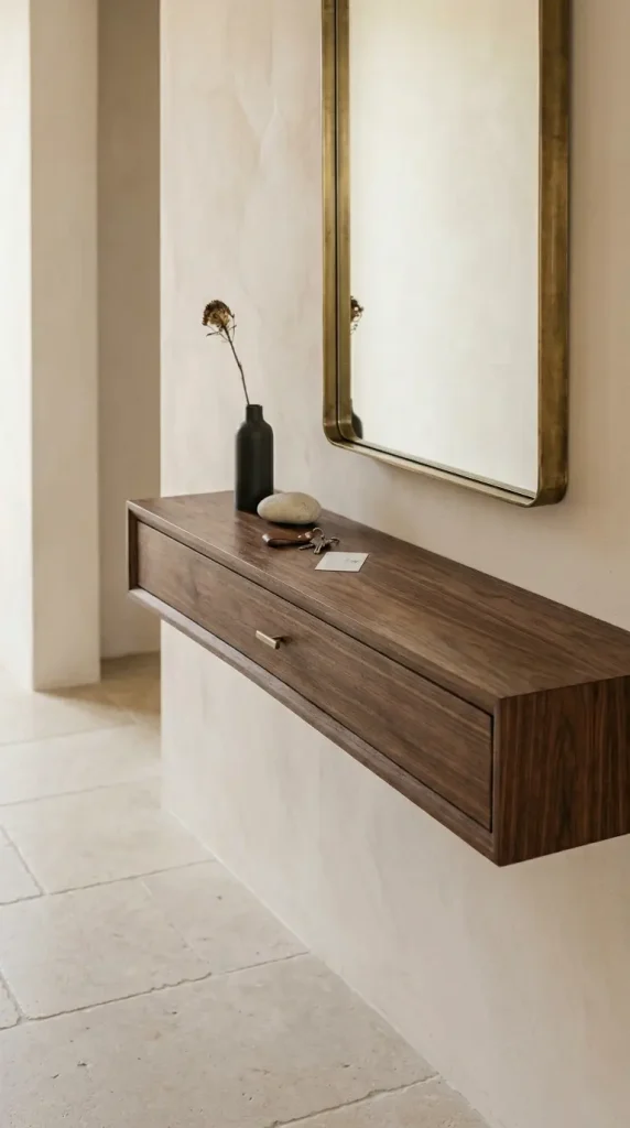 31 Entryway Console Table Ideas Modern Minimal Floating 8 8. Floating Console With Integrated Drawer