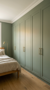 18 Bedroom Paint Colors Sage Green Warm Linen Sanctuary 8 8. Install Built-In Cabinetry Painted in Sage Green