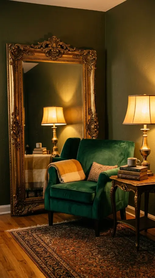 22 Full Length Mirror Living Room Baroque Gold Dramatic 8 8. Layer It With a Velvet Armchair and Side Table for a Reading Corner