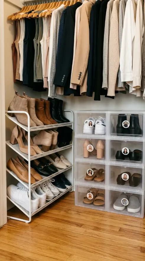 25 Small Storage Closet Organization Tiny Apartment Ideas 8 8. Shoe Organization — Six Systems for Small Closet Floors