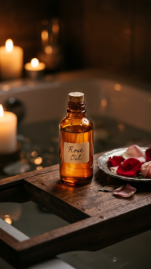 18 Romantic Bathtub Caddy Decor Ideas Rose Petal Candlelight 8 8. Use Rose-Scented or Vanilla Bath Oil Poured Directly From the Caddy