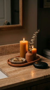 16 Table Candle Decor Earthy Pillar Cluster Clay Tray 8 8. Use Unscented Natural Beeswax Columns for a Honey Warm Tone