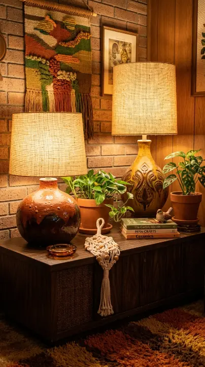 12 Vintage Home Decor Ideas 1970s Earthy Maximalist 9 9. A Ceramic Table Lamp as a Sculptural Light Object