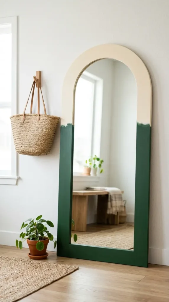 15 Decorated Mirror Hand Painted Arch Entryway Eclectic Wall 9 9. DIY Arch Mirror Painted With a Two Tone Color Blocked Frame