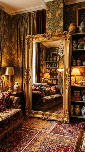 22 Full Length Mirror Living Room Baroque Gold Dramatic 9 9. Hang It in a Maximalist Living Room Full of Pattern and