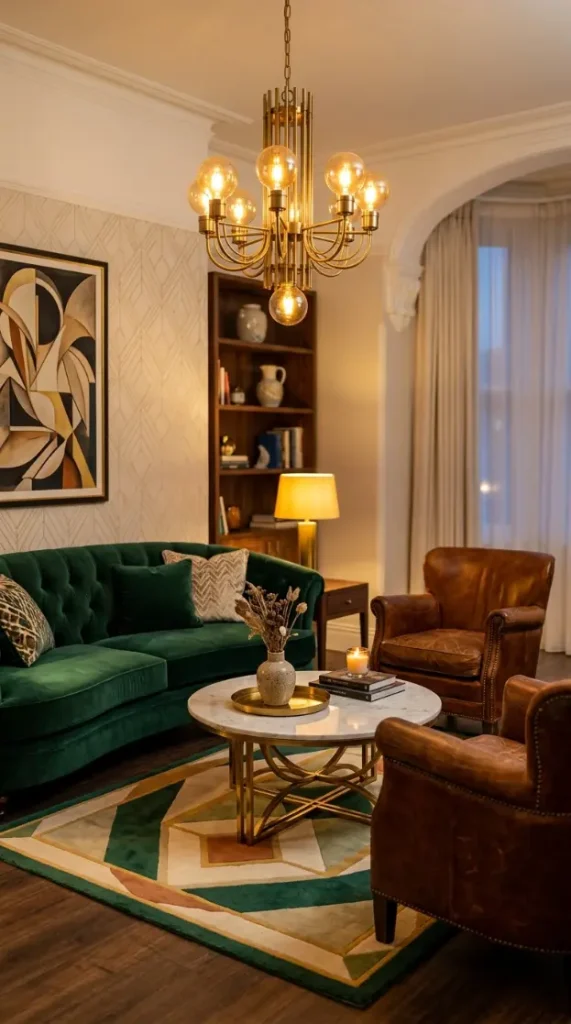 15 Vintage Home Decor Ideas Neo Deco Living Room Glamour 9 9. Leather and Velvet Mixed in the Same Seating Arrangement