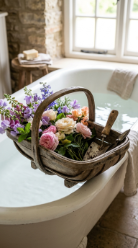 24 Romantic Bathtub Caddy Decor Ideas Garden Cottage Floral 9 9. The Garden Trug Caddy — An Actual Harvest Basket Repurposed