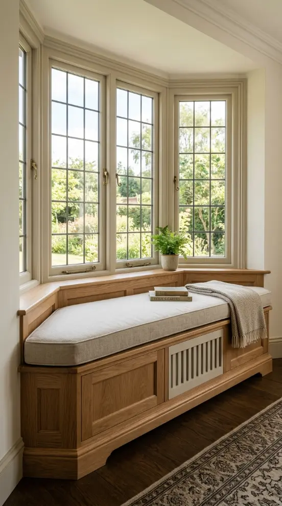 17 Cozy Reading Corners Built-In Window Seat Timeless 1 1. Deep Oak Bench Seat With Boxed Cushion