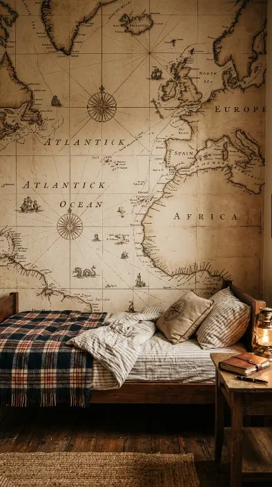 15 Boys Room Decor Explorer Adventure Vintage Map 1 1. Vintage World Map Wall Mural