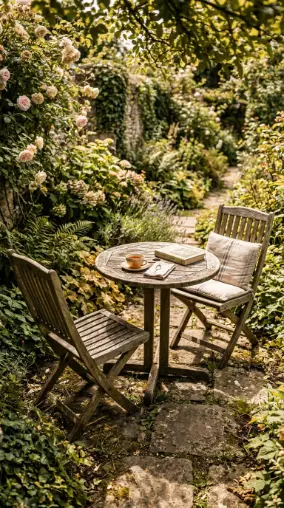 14 Summer Cottagecore Garden Patio Wildflower Sitting 1 1. Weathered Wood Patio Bistro Set
