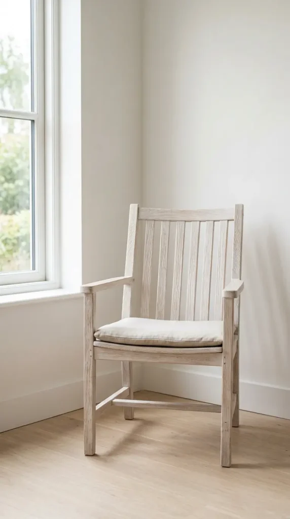 18 Small Reading Nook Cozy Corner Nordic Airy Minimal 1 1. Whitewashed Wood Reading Chair