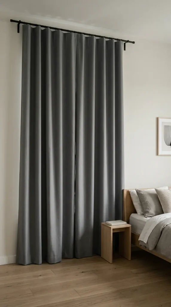 13 Boys Room Decor Modern Minimalist Neutral Calm 10 10. Grey Blackout Curtains