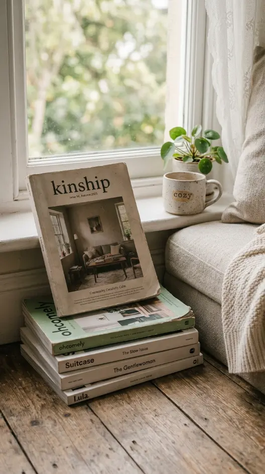 14 Curtained Window Reading Nook Soft Dreamy Corner Ideas 10 10. Small Stack of Magazines on the Floor