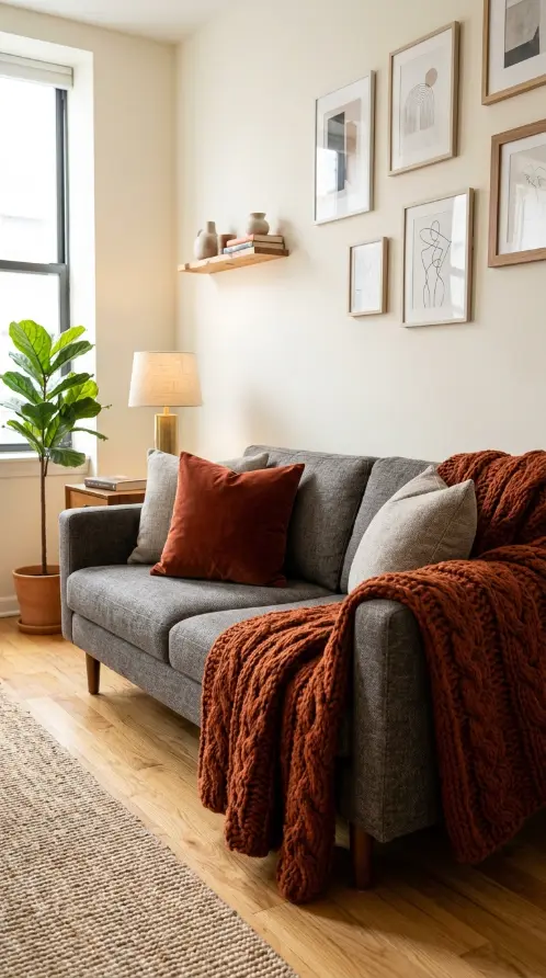14 Small Space Fall Decorating Ideas for a Studio Apartment 10 10. The Fall Textile Swap
