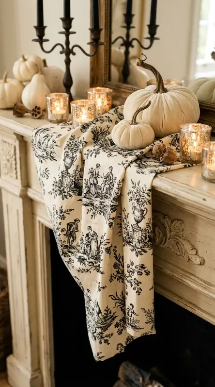 17 Elegant Halloween Mantel Decor French Country Style 10 10. The French Country Toile Textile Drape