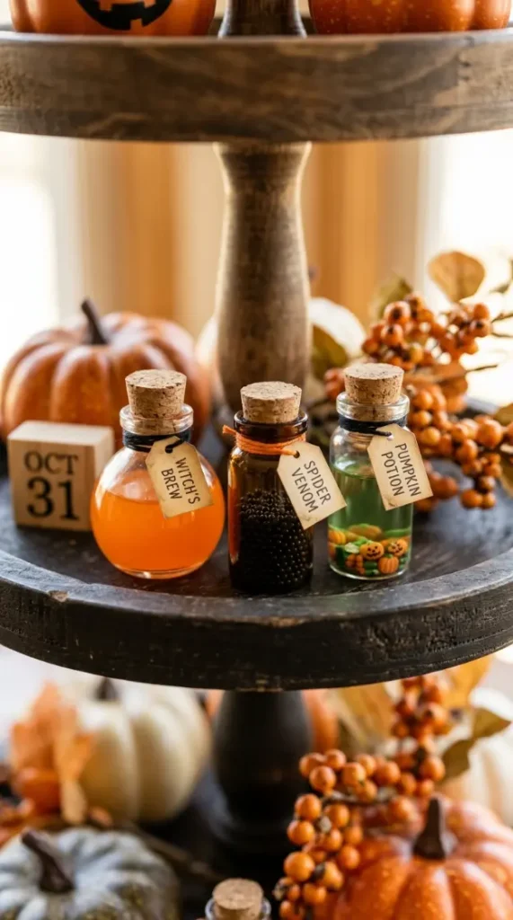 16 Cute Halloween Tiered Tray Black and Orange Classic Style 10 10. The Potion Bottle with Cork and Label