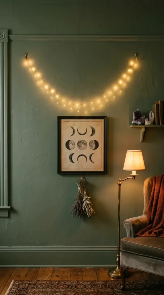 13 Cozy Halloween Decor Witchy Bedroom Corner Style 10 10. The String Light Warm Glow Frame