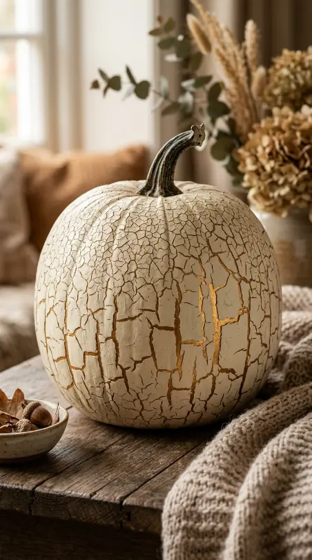 12 DIY Fall Home Decor Projects: Painted Pumpkin Collection 11 11. The Crackle Finish Aged Antique