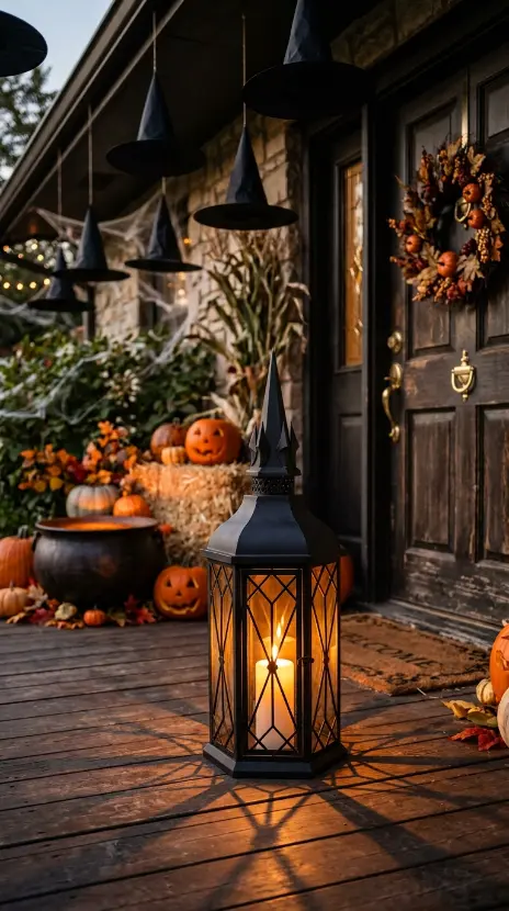 12 Easy Halloween Entryway Decor Witchy Floating Hats Style 11 11. The Dark Lantern with LED Candle