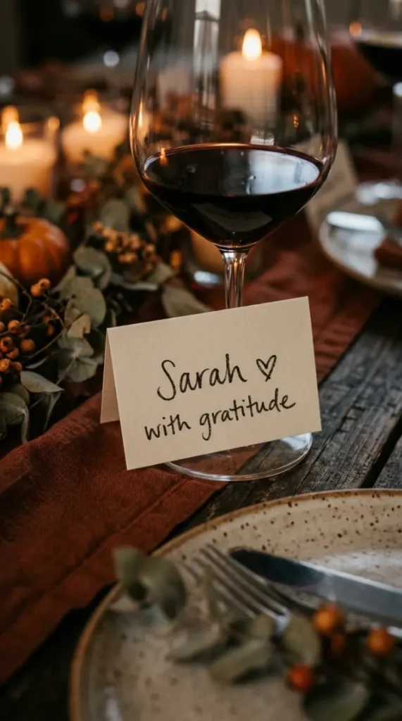 16 Small Moody Thanksgiving Table for Intimate Nights 12 12. A Hand Written Place Card at Each of the Four Settings
