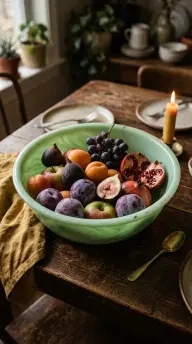 15 Vintage Glassware Ideas for an Eclectic Table 12 12. A Jadeite Mixing Bowl Repurposed as a Centerpiece Fruit Bowl