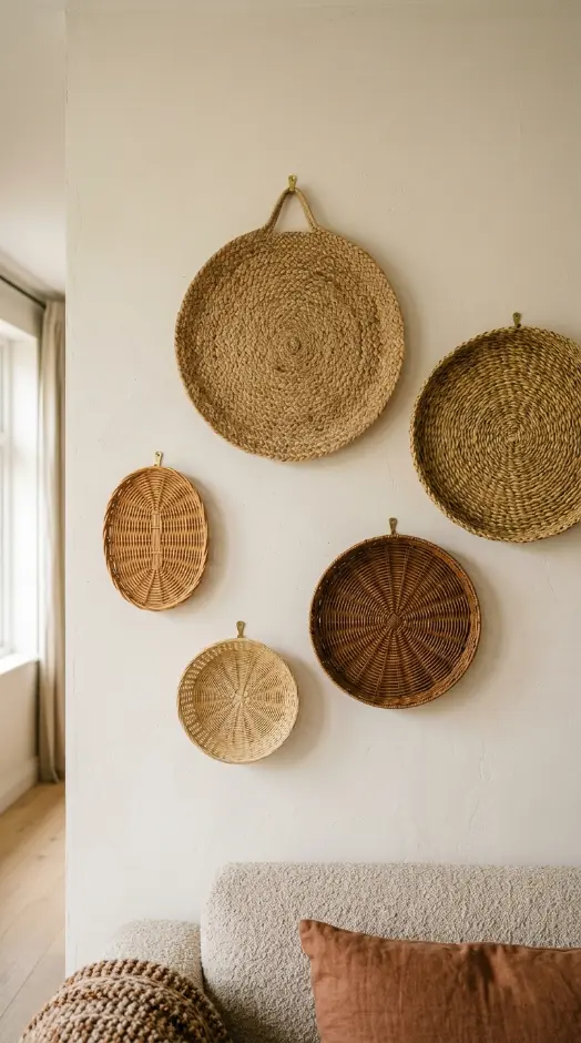 15 Fall Home Decor Ideas Scandinavian Minimal Warm Style 12 12. Create a Woven Basket and Tray Wall Display