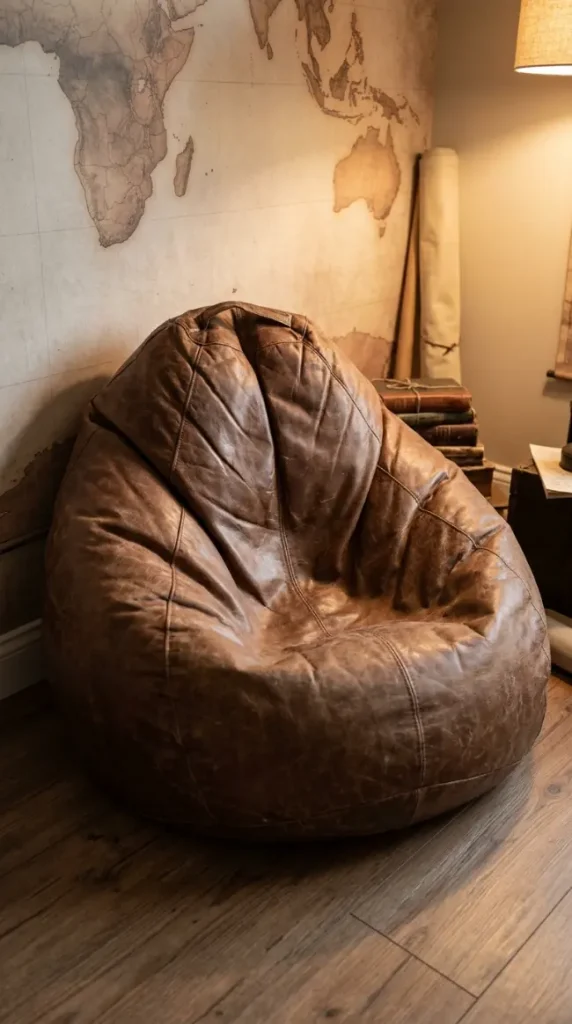 15 Boys Room Decor Explorer Adventure Vintage Map 12 12. Distressed Leather Bean Bag Chair