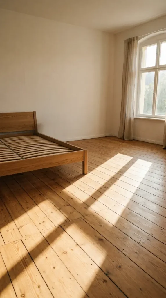 16 Minimalist Bedroom Declutter Ideas for Late Summer 12 12. Empty Floor Space Around the Bed