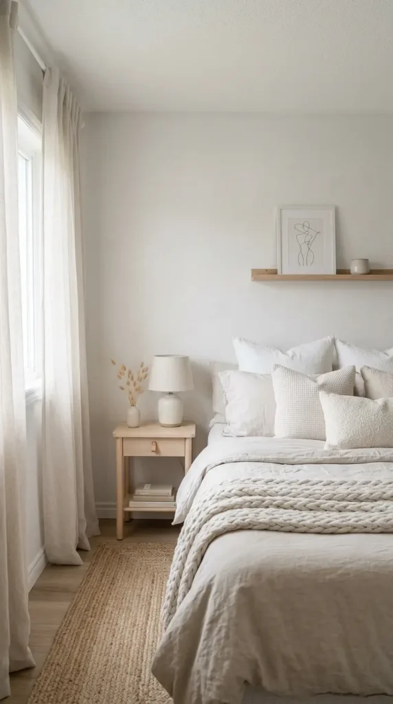 17 Small Bedroom Declutter Ideas for a Spacious Feel 12 12. Pale Monochrome Palette Removing Visual Clutter