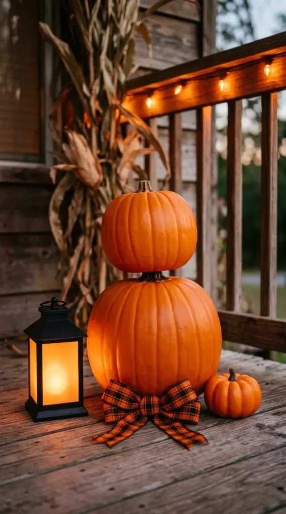 13 Dollar Tree Halloween Decor Ideas Front Porch Budget 12 12. Stacked Pumpkins to Create Free Height Variation