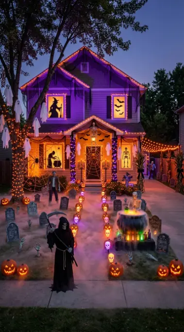 12 Outdoor Halloween Display Haunted House Front Yard 12 12. The Complete Haunted House Front Yard Display