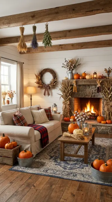 12 Rustic Fall Decorating Ideas Farmhouse Living Room 12 12. The Complete Rustic Fall Farmhouse Living Room