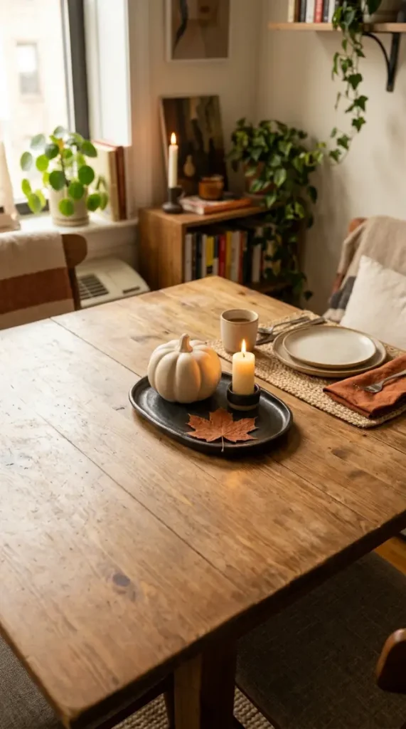 14 Small Space Fall Decorating Ideas for a Studio Apartment 12 12. The Small Dining Table Centerpiece