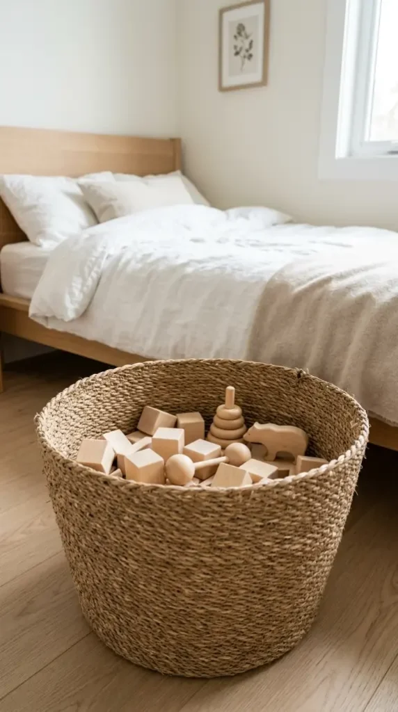 13 Boys Room Decor Modern Minimalist Neutral Calm 12 12. Woven Storage Basket for Toys