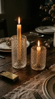 15 Vintage Glassware Ideas for an Eclectic Table 13 13. A Pair of Hobnail Glass Candle Holders at Uneven Heights