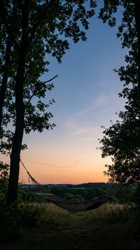 17 Summer Cottagecore Hammock Sitting Area Dusk Glow 13 13. Dusk Sky Fading to Deep Blue