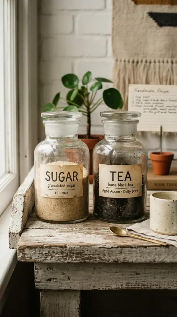 19 Eclectic Coffee Station Ideas With Vintage Charm 13 13. Old Apothecary Jars for Sugar and Tea