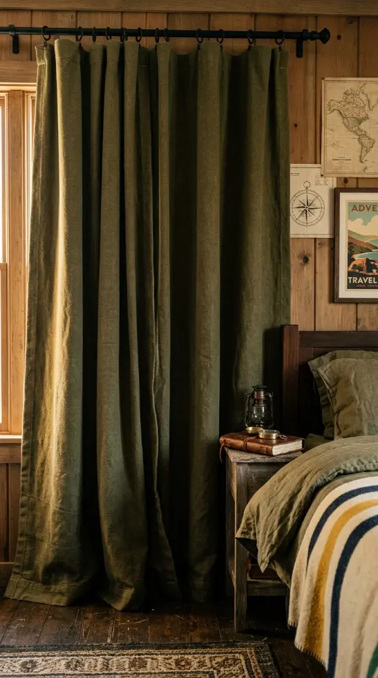 15 Boys Room Decor Explorer Adventure Vintage Map 13 13. Olive Green Canvas Curtains